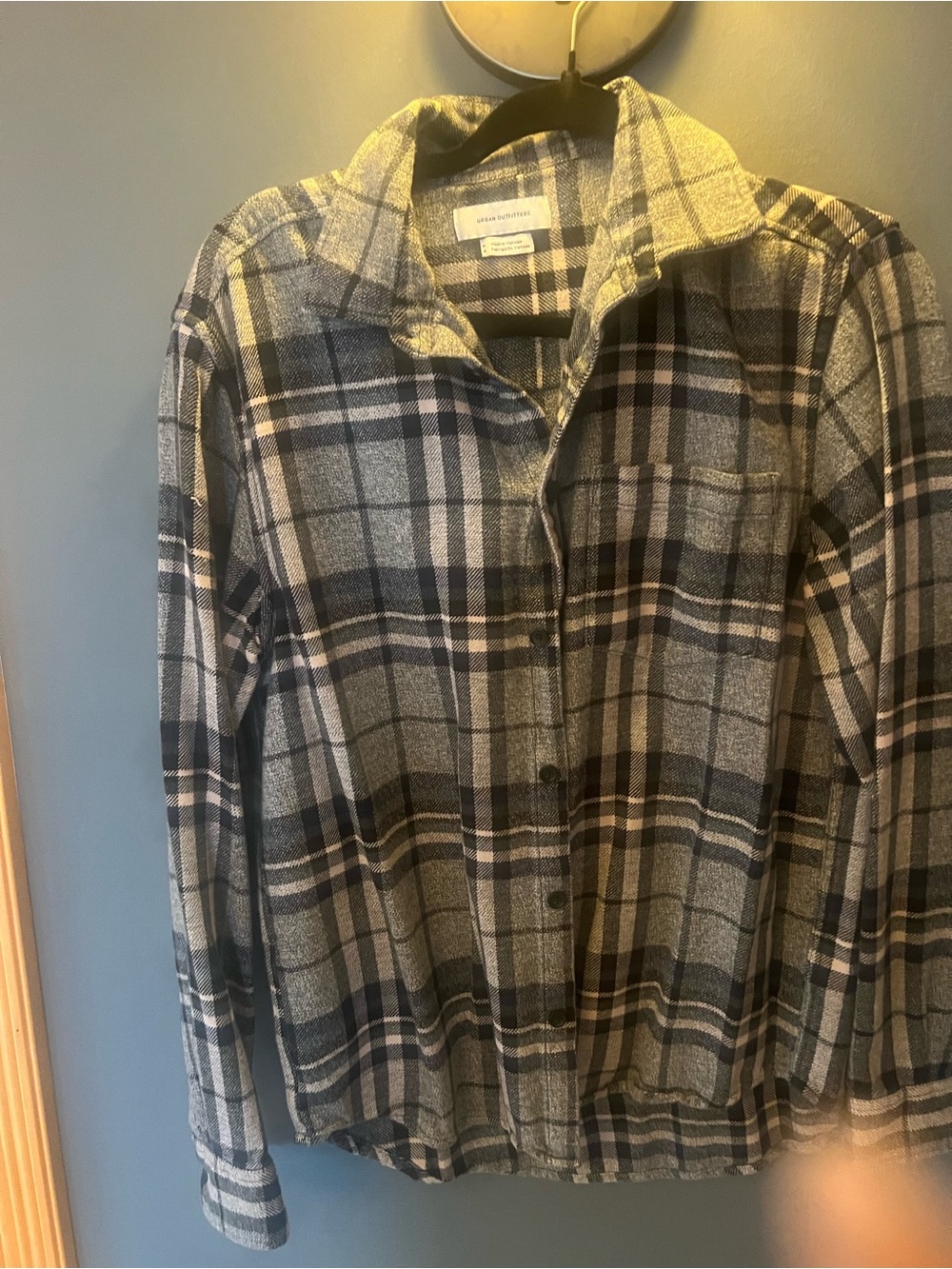 Urban Outfitters Black and Gray Plaid Button-Up Shirt